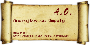 Andrejkovics Ompoly névjegykártya